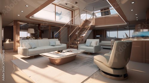 Seafaring Opulence: A Photographic Odyssey into the Modern Minimal Interior Design of a Yacht, Revealing Maritime Grandeur, Tranquil Nautical Elegance, and Timeless Luxury Aboard the High 
