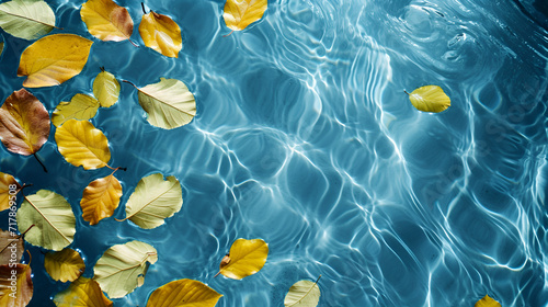 Water background.Blue aqua texture surface of ripples, copy space, generative ai © Chaman