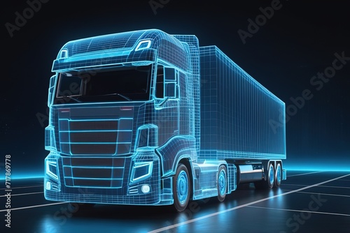3d lowpolygon truck rendering illustration on mobile transportation online futuristic element for premium product.AI generated