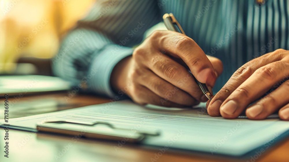 Handwriting Notes: A Person Writing on Paper at a Table, Symbolizing Study and Business Planning Handwriting Notes: A Person Writing on Paper at a Table, Symbolizing Study and Business Planning