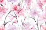Seamless Floral Spring Nature: A Delicate Watercolor Illustration of Blossoming Flowers on Vintage Wallpaper
