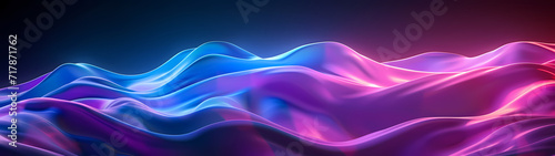 3D Blue and purple wavy shapes abstract neon background. photo