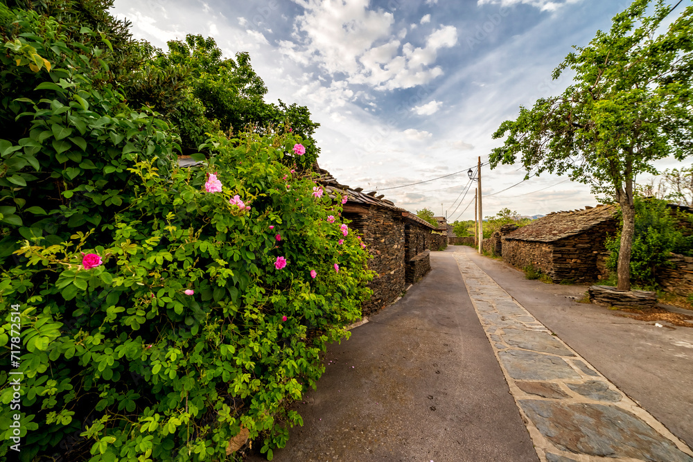 Typical street in Campillo de Ranas in spring time. Guadalajara. Spain. Europe. Typical street in Campillo de Ranas in spring time. Guadalajara. Spain. Europe.