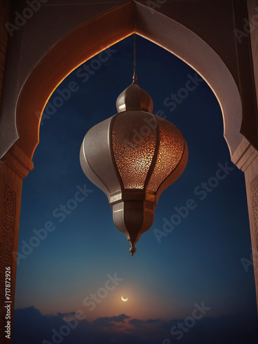 Arabic archway with ancient lamp