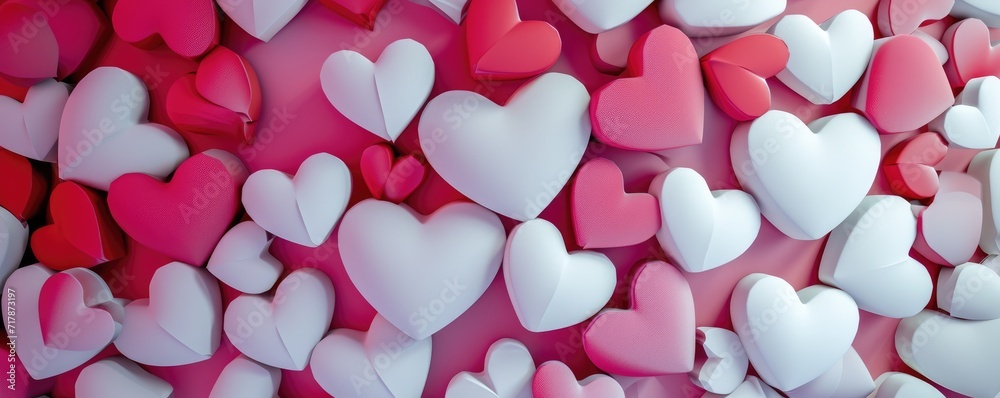 Valentine's Day, A soft pastel pink background serves as a canvas to a whimsical array of floating hearts in various shades of pink and red, conveying a playful and loving atmosphere synonymous Valentine's Day, A soft pastel pink background serves as a canvas to a whimsical array of floating hearts in various shades of pink and red, conveying a playful and loving atmosphere synonymous