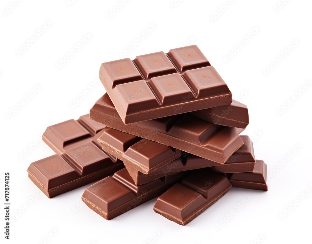 Pile of sweet and Tempting to eat chocolate bars isolated on white background Pile of sweet and Tempting to eat chocolate bars isolated on white background