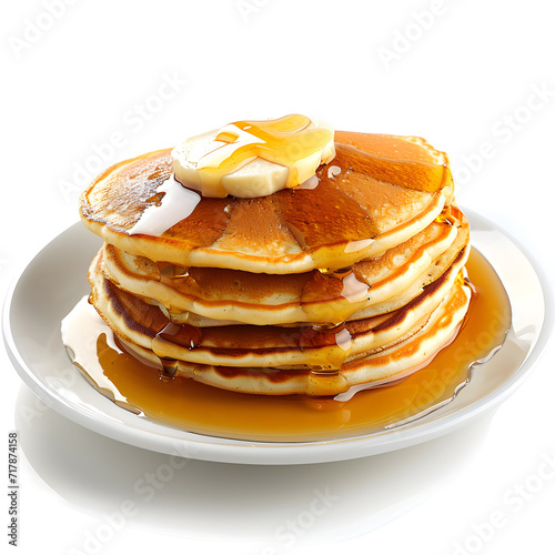Pancakes on white plate isolated on white