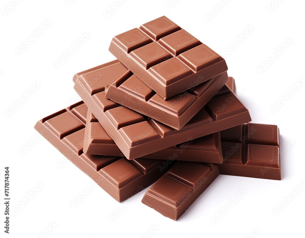 Pile of sweet and Tempting to eat chocolate bars isolated on white background Pile of sweet and Tempting to eat chocolate bars isolated on white background