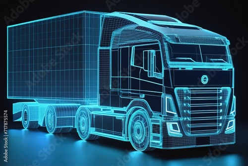 3d lowpolygon truck rendering illustration on mobile transportation online futuristic element for premium product.AI generated