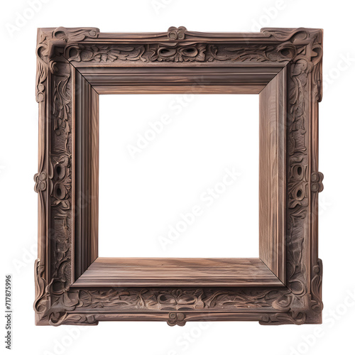 Beautiful Old style wooden Painting frame isolated on white background