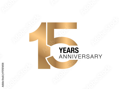 15 years anniversary gold poster. 15 years anniversary gold vector card. 15 year anniversary vector design. 