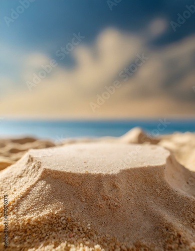 Sea sand display with empty podium for product