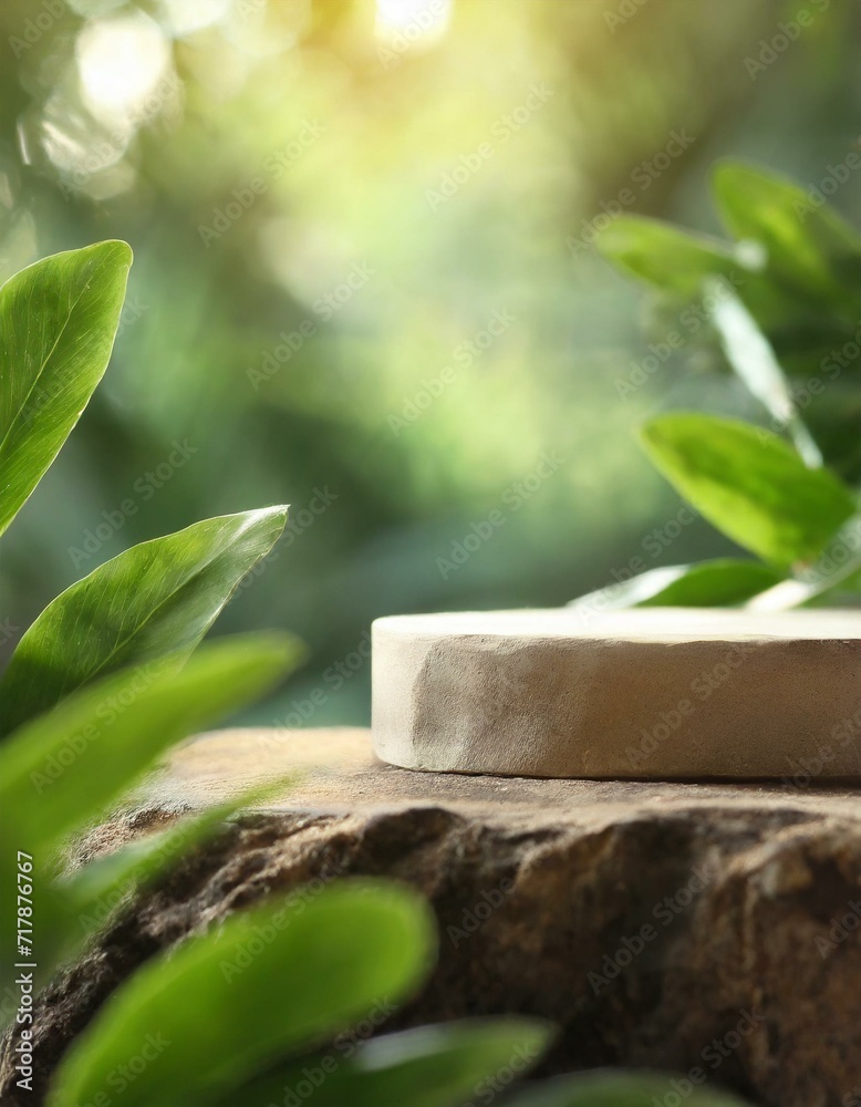 Nature display with empty podium for product