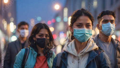 People wear protective masks on the street