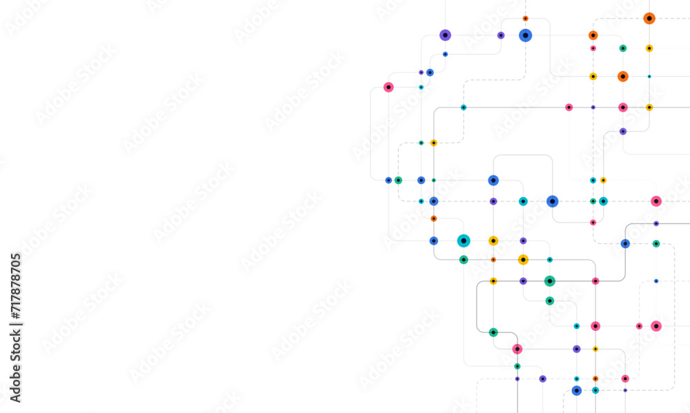 Circuit connect lines and dots. Network technology and Connection concept. Decentralized network nodes connections Circuit connect lines and dots. Network technology and Connection concept. Decentralized network nodes connections