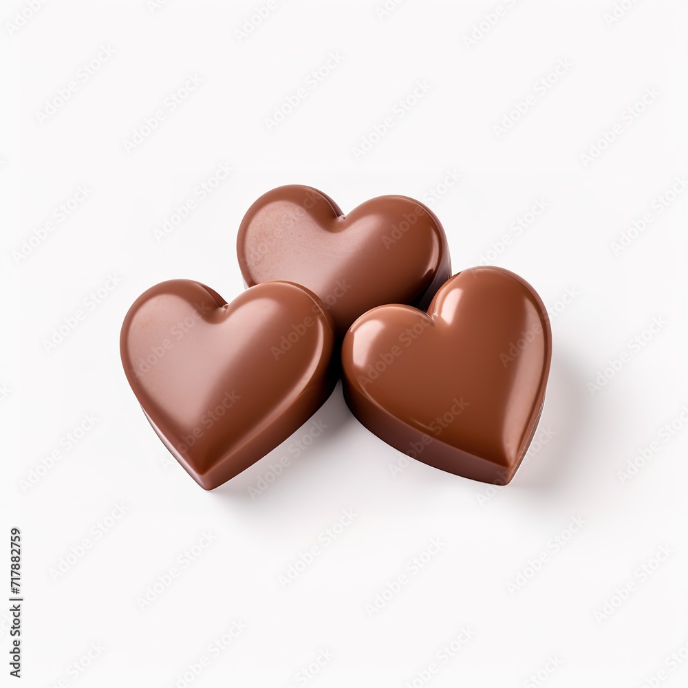 A shiny heart shaped chocolate isolated on a white background. generative AI A shiny heart shaped chocolate isolated on a white background. generative AI