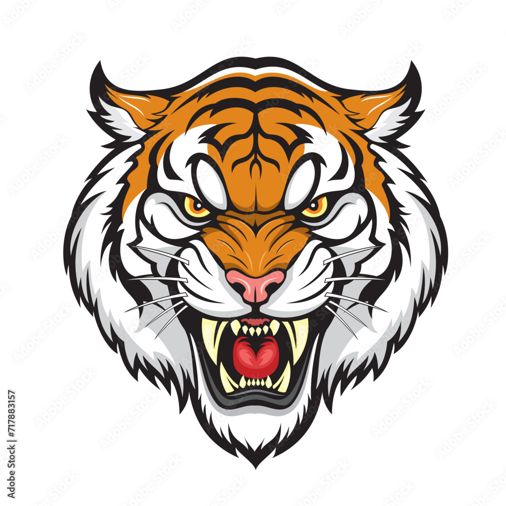 tiger head mascot vector art illustration design