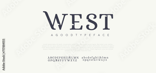 West Modern abstract digital alphabet font. Minimal technology typography, Creative urban sport fashion futuristic font and with numbers. vector illustration