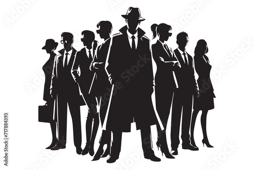 Mafia silhouette vector, Detective silhouette vector isolated on white background