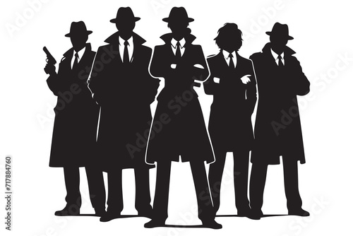 Mafia silhouette vector, Detective silhouette vector isolated on white background
