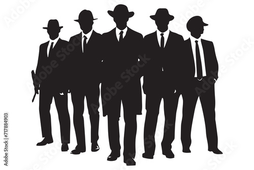 Mafia silhouette vector, Detective silhouette vector isolated on white background