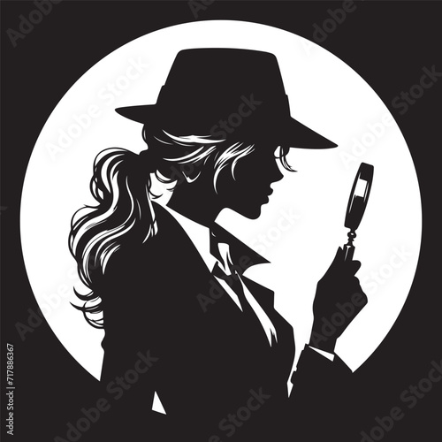 Mafia silhouette vector, Detective silhouette vector isolated on white background