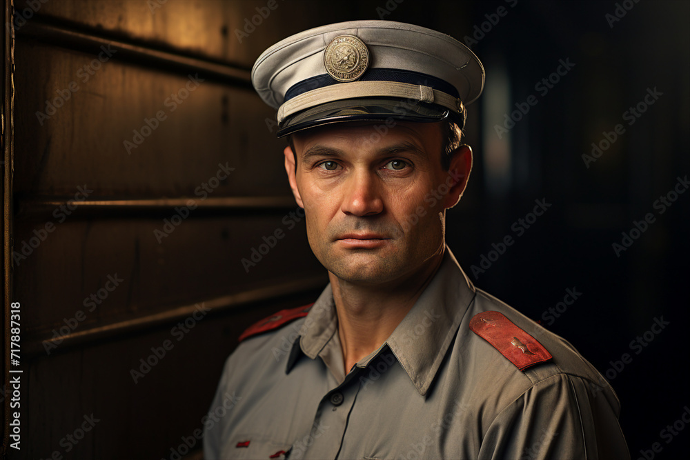 Export postal worker standing workplace delivery center Generative AI picture Export postal worker standing workplace delivery center Generative AI picture