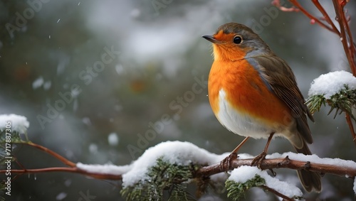 robin on snow © Manzar