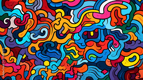 Wallpaper Mural Funny doodle seamless pattern, artistic background Torontodigital.ca