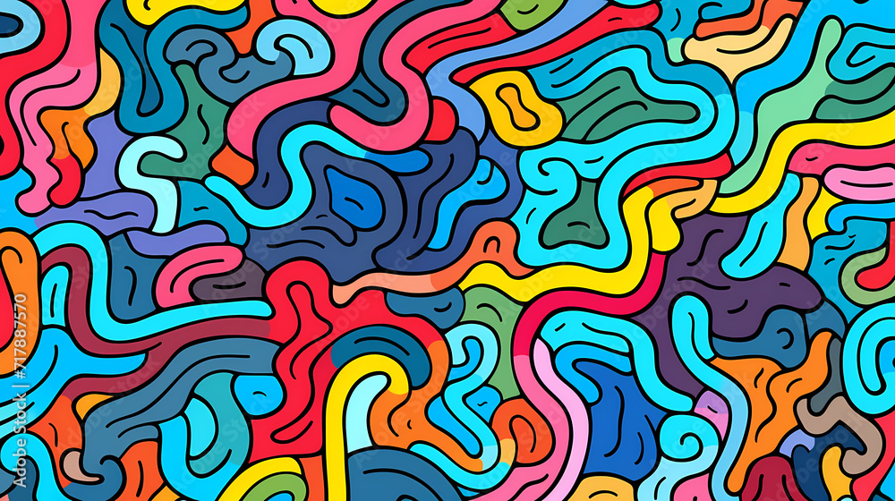 Funny doodle seamless pattern, artistic background Funny doodle seamless pattern, artistic background