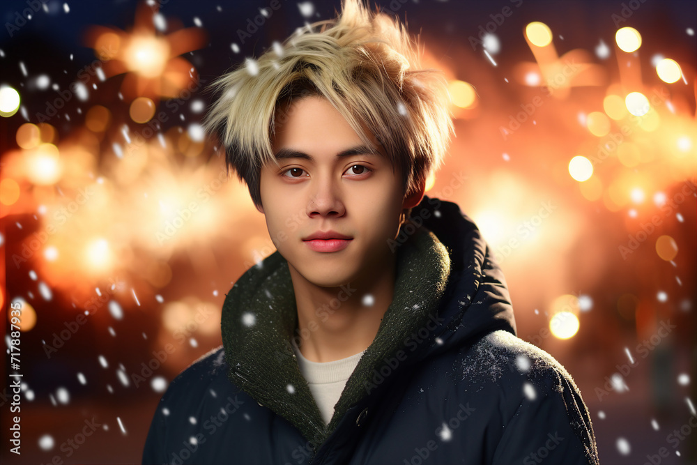 Fireworks show concept people watching admiring wonderful lights winter atmosphere Generative AI Fireworks show concept people watching admiring wonderful lights winter atmosphere Generative AI