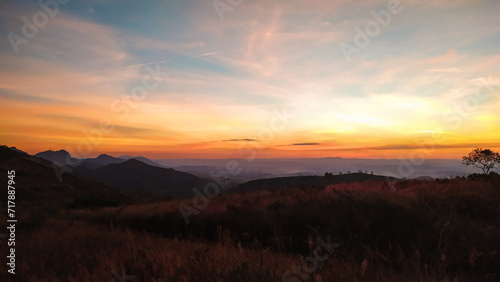 Sunset in the mountains of Rola Mo  a state park in Belo Horizonte  Minas Gerais  Brazil