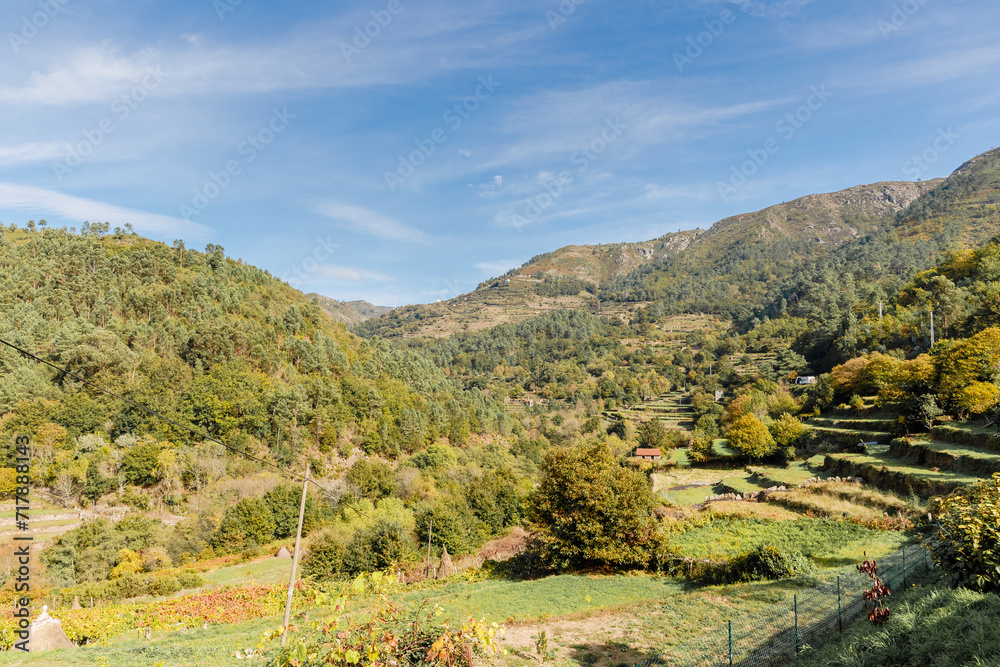 Fototapeta premium view of the Geres valley near Sistelo, Viana do Castelo, Portugal