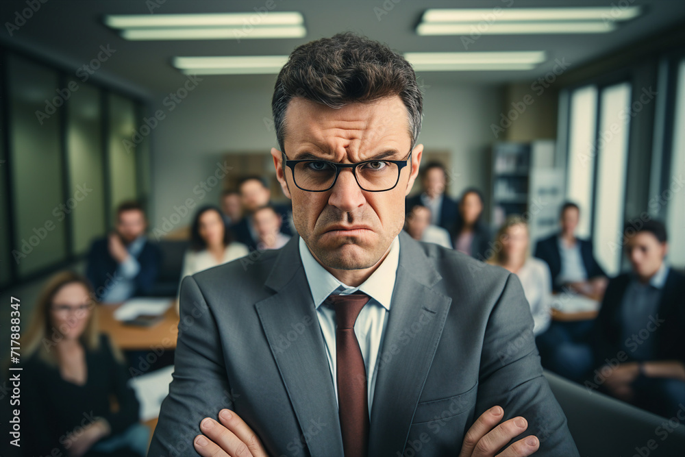 Created with generative ai image of angry severe strict man office worker Created with generative ai image of angry severe strict man office worker