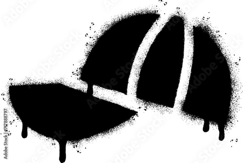 Spray Painted Graffiti hat icon Sprayed isolated with a white background. graffiti hat symbol with over spray in black over white.