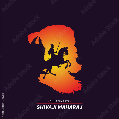 Silhouette Vector Illustration Chhatrapati Shivaji Maharaj Indian Maratha warrior king post Design photo