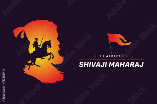 Silhouette Vector Illustration Chhatrapati Shivaji Maharaj Indian Maratha Warrior King post Banner Design photo
