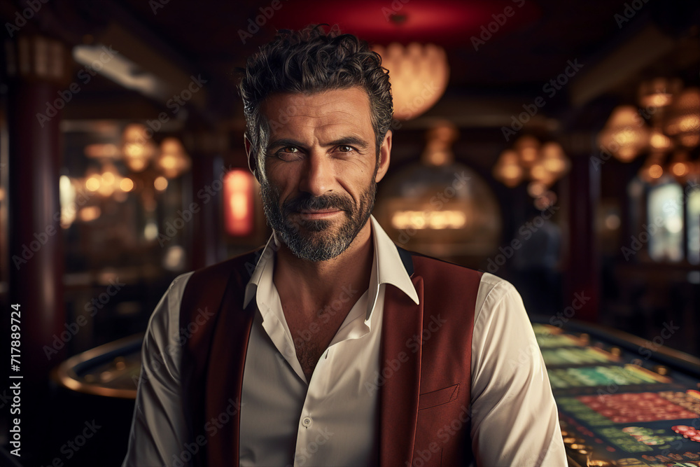 Slot machine 777 casino club poker night las vegas gaming concept Generative AI illustration Slot machine 777 casino club poker night las vegas gaming concept Generative AI illustration