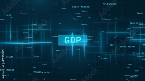 GDP Concept Over Glowing Lines in Economic Finance Animation photo