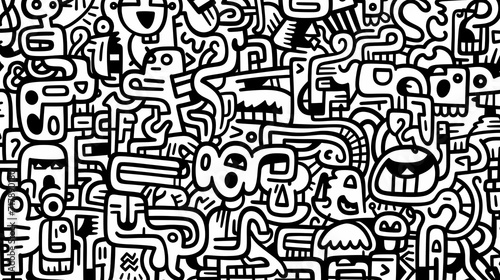 Funny doodle seamless pattern  artistic background