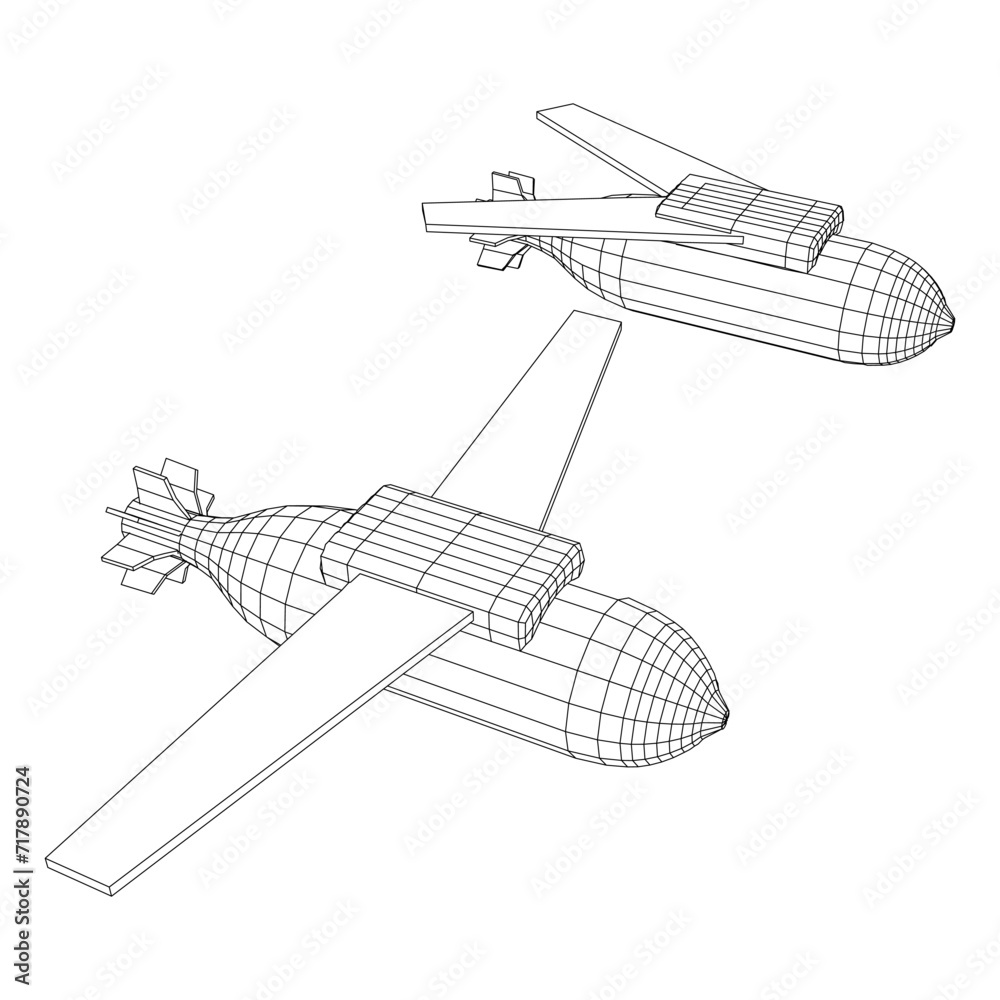 Aerial Weapon Guided Smart Bomb with Wings Aerial Weapon Guided Smart Bomb with Wings