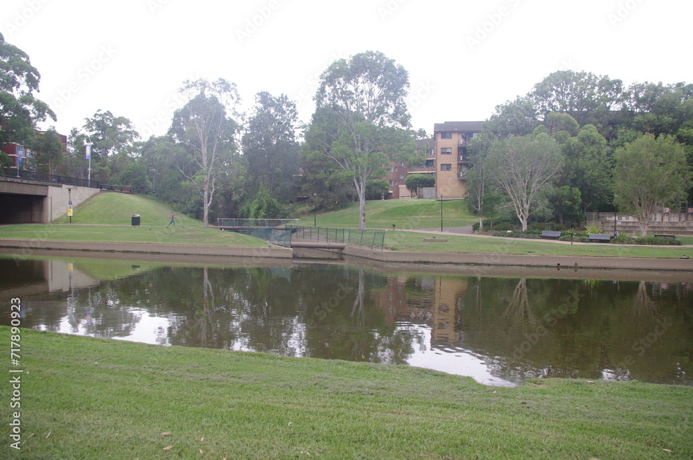 Obraz premium A river surrounded by beautiful park