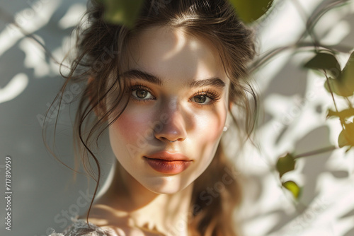 luxury woman model portrait natural background minimalistic 
