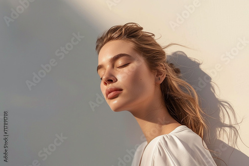 luxury woman model portrait natural background minimalistic 