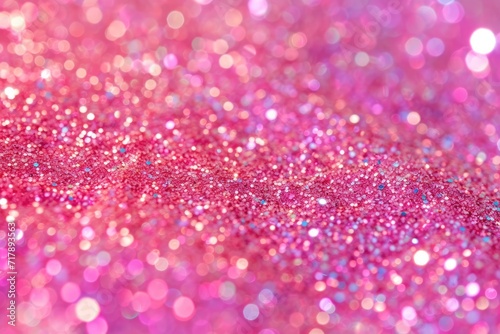 Valentine's day A full-frame image of sparkling pink glitter, creating a shimmering textured background that exudes playfulness and girly charm. Ai genrate photo