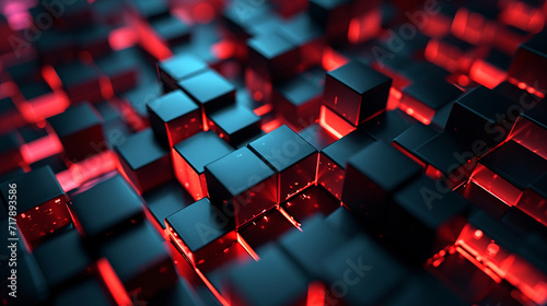 Black and Red Block Background with Red and Blue Lights