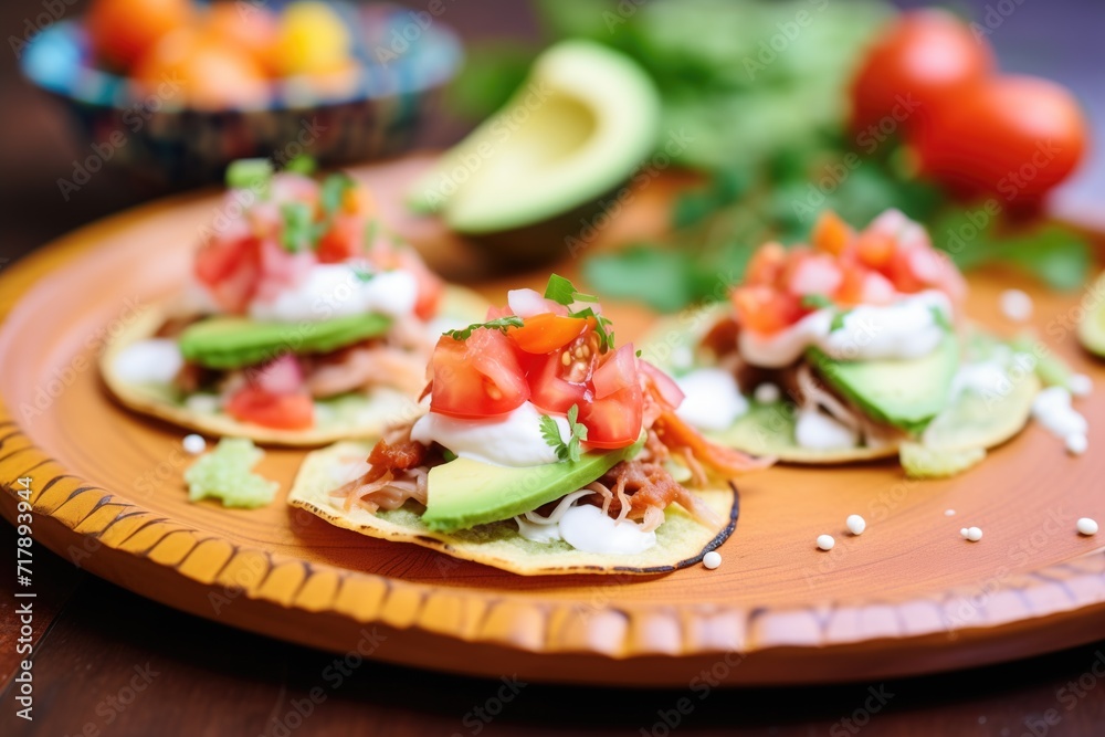 chalupas with avocado slices and sour cream chalupas with avocado slices and sour cream
