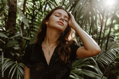 luxury woman model portrait natural background minimalistic 