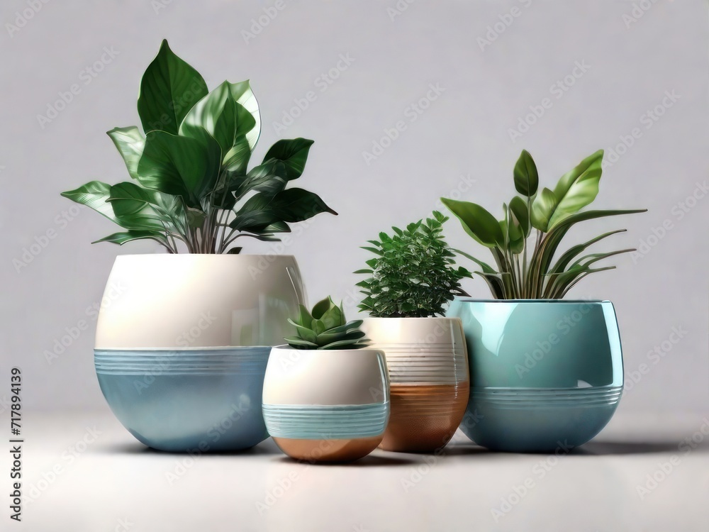Plants in colorful pots Plants in colorful pots