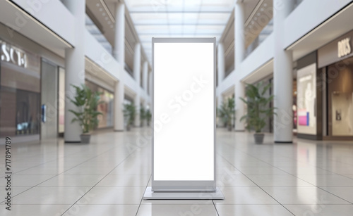 Roll up mockup poster stand in an shopping center.